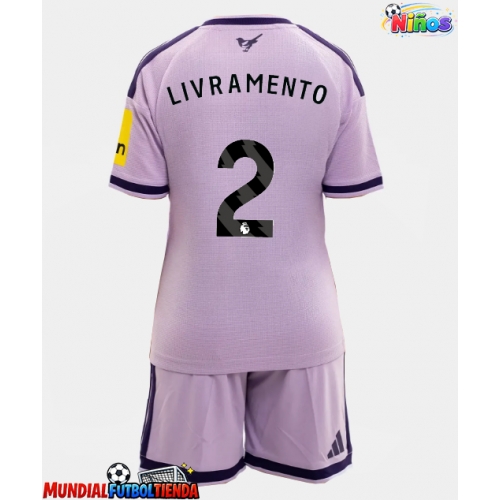 Camiseta Newcastle United Tino Livramento #2 Tercera Equipación Replica 2026-27 para niños mangas cortas (+ Pantalones cortos)
